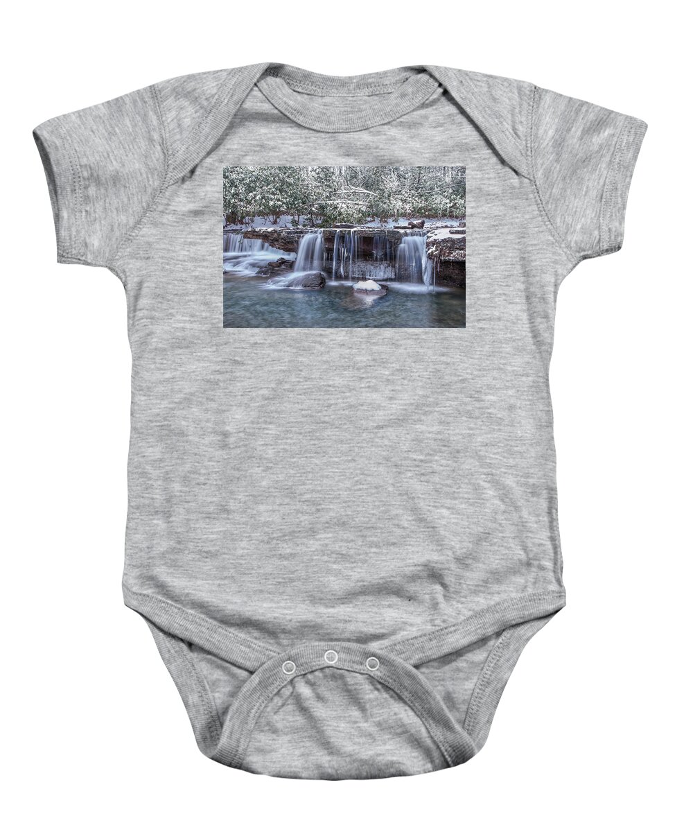 Winter Baby Onesie featuring the photograph Winter a Camp Creek by Mary Almond