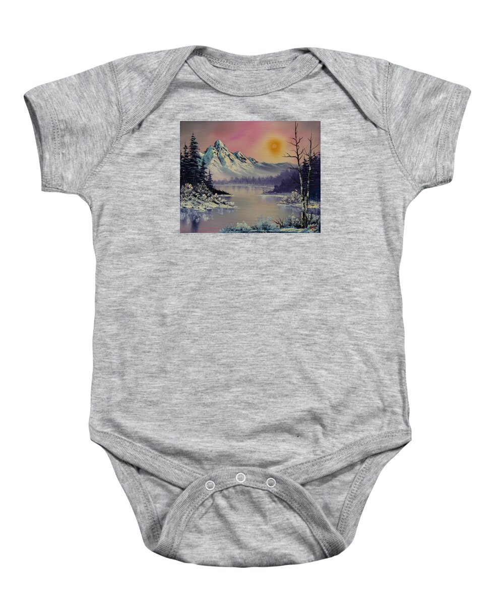 Landscape Baby Onesie featuring the painting Morning Frost by Chris Steele
