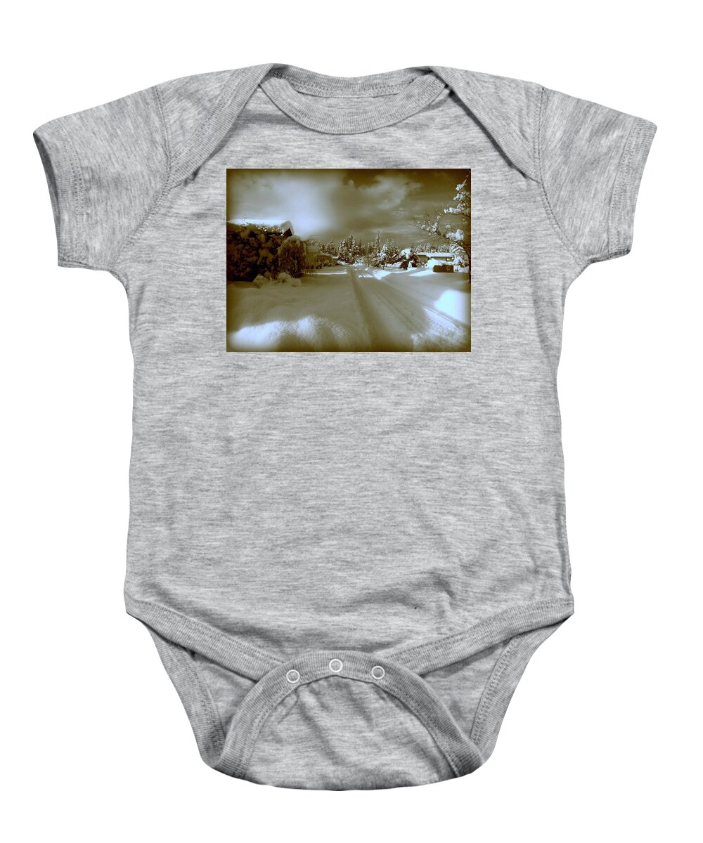 Winter Baby Onesie featuring the photograph Winter Lane by Micki Findlay