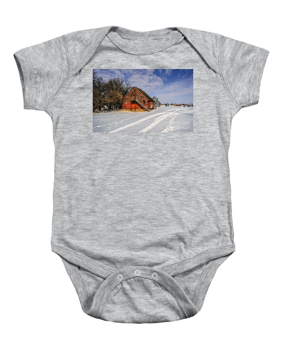 Landscape. Winter Baby Onesie featuring the photograph Winter on the farm by Viktor Birkus