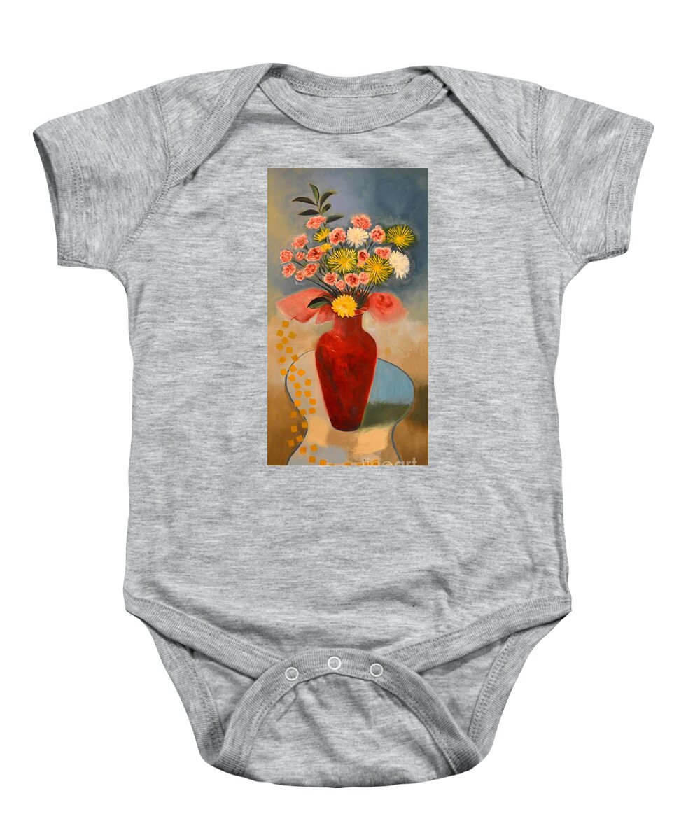 Floral Baby Onesie featuring the painting Without Fret by Karen Francis