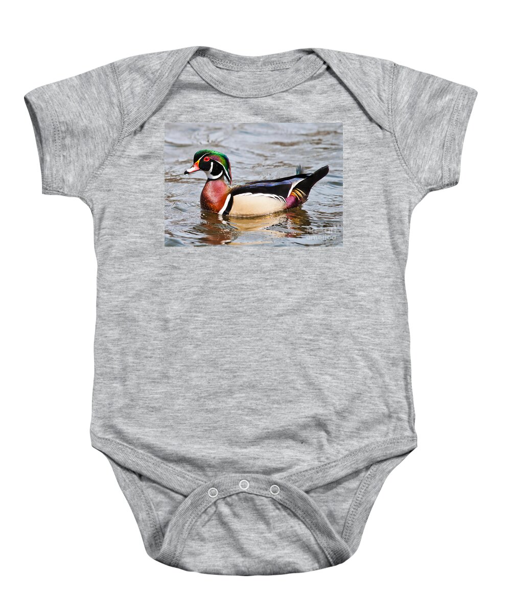 Wood Duck Baby Onesie featuring the photograph Wood Duck Profile by Cheryl Baxter