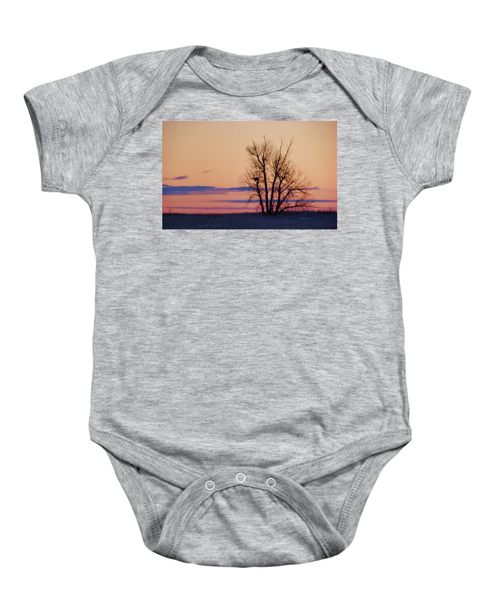 Silhouette Baby Onesie featuring the photograph Wyoming Tree by Cathy Anderson