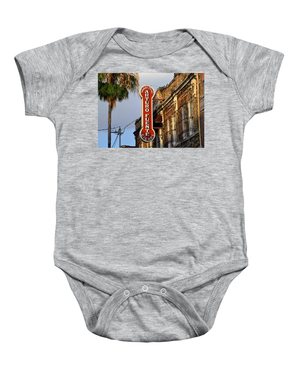 Ybor City Florida Baby Onesie featuring the photograph Ybor City Cigar Sign color work one by David Lee Thompson