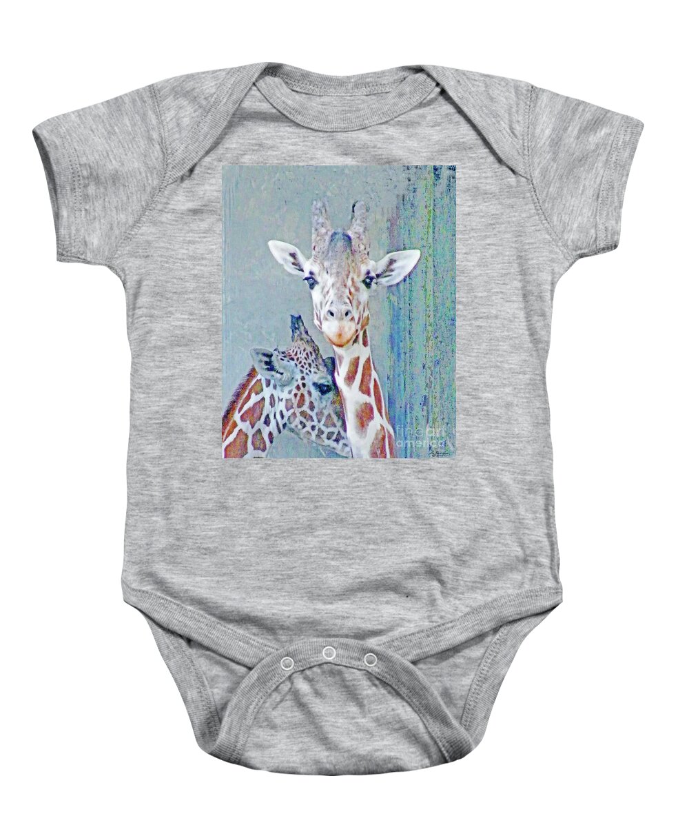 Giraffe Baby Onesie featuring the digital art Young giraffes by Lizi Beard-Ward