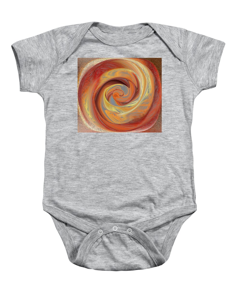 Gold Baby Onesie featuring the painting Spinning Rose Enigma Fantasy by Richard James Digance