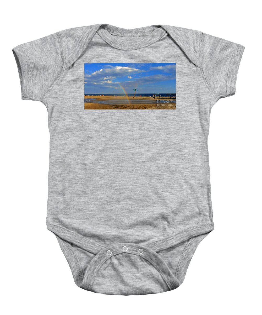 Coney Island Baby Onesie featuring the photograph Coney Island Playground On The Beach by Kendall Eutemey