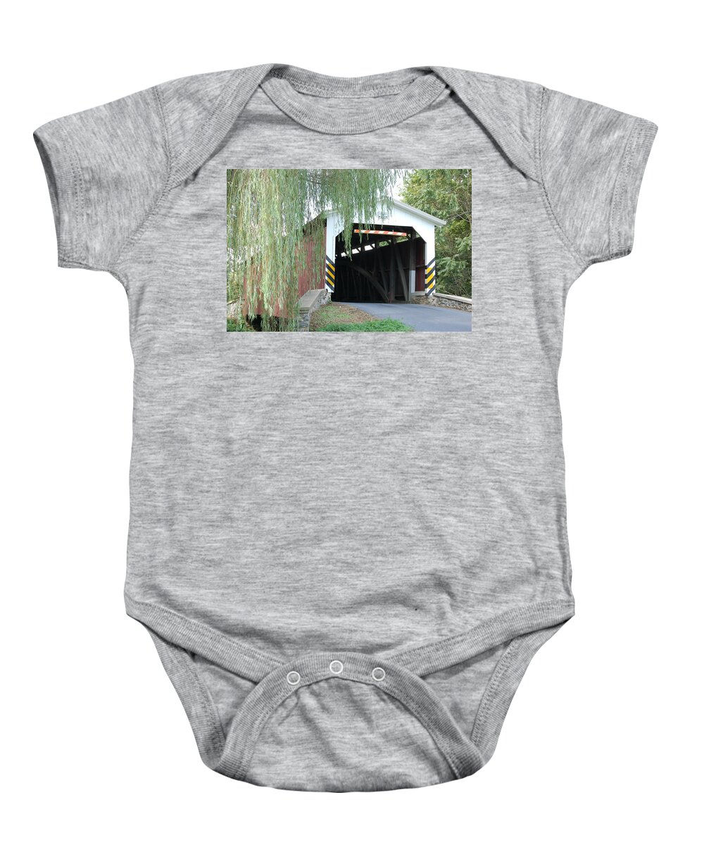 Willow Baby Onesie featuring the photograph Covered Bridge by Randy J Heath