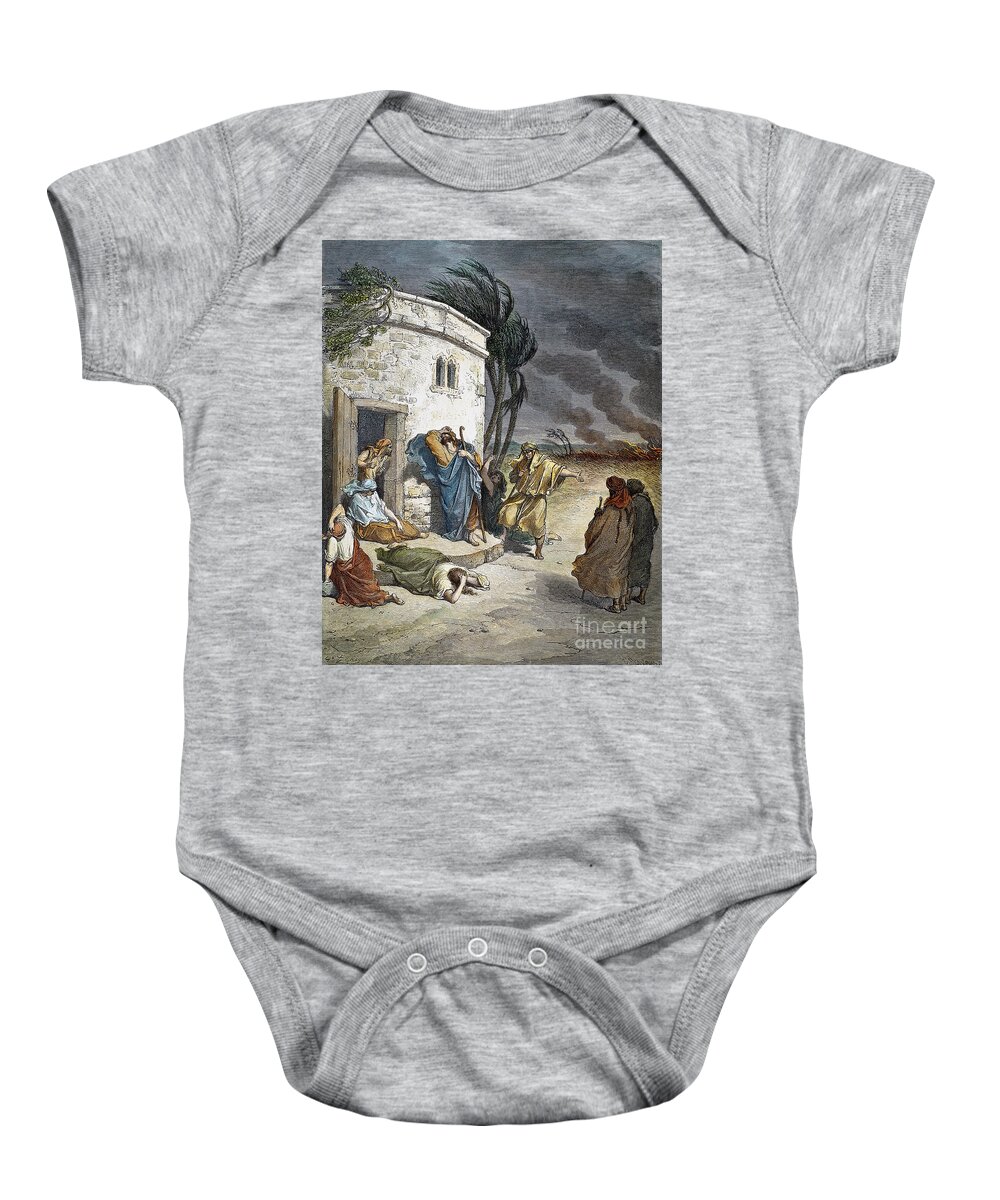 Dore Baby Onesie featuring the drawing Job by Gustave Dore