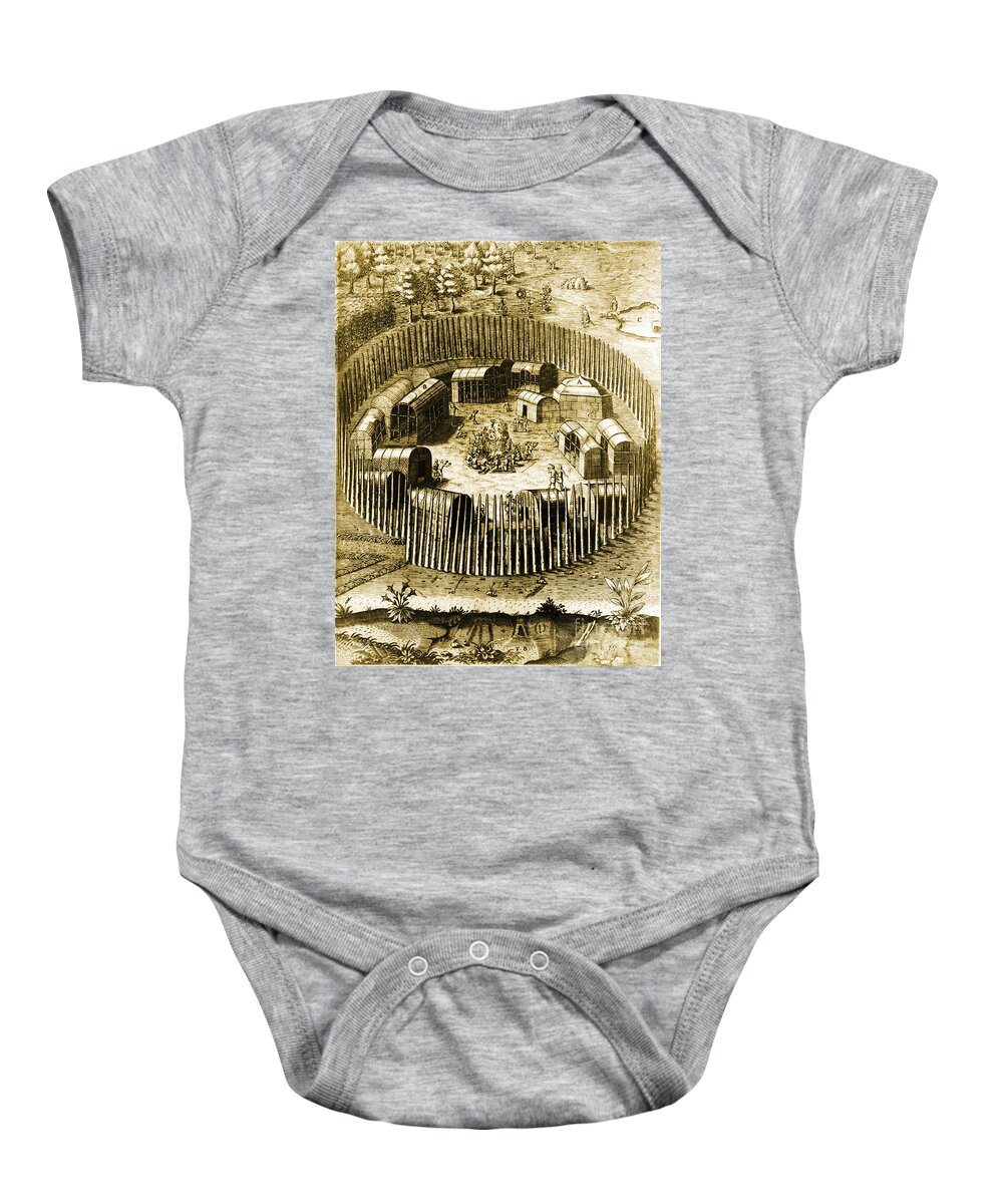 History Baby Onesie featuring the photograph Pomeiok Village, 1588 #1 by Photo Researchers