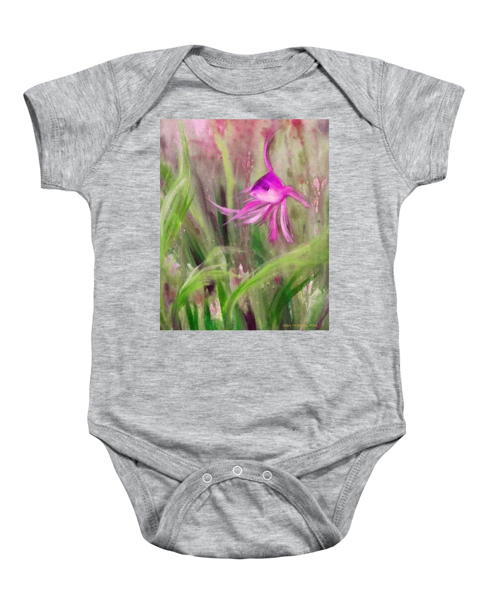Fish Baby Onesie featuring the painting Purple Fish #2 by Gina De Gorna