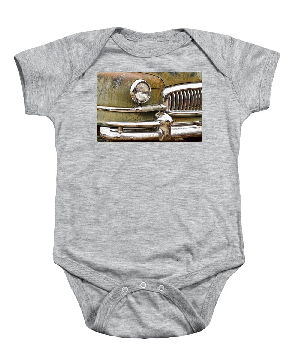 1951 Baby Onesie featuring the photograph 1951 Nash Ambassador Front End Closeup by James BO Insogna