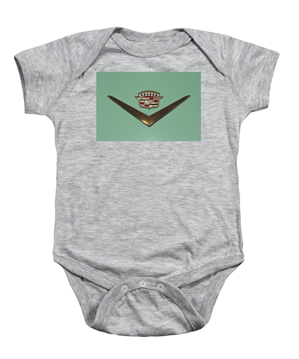 Cadillac Baby Onesie featuring the photograph Cadillac Emblem #2 by Jill Reger