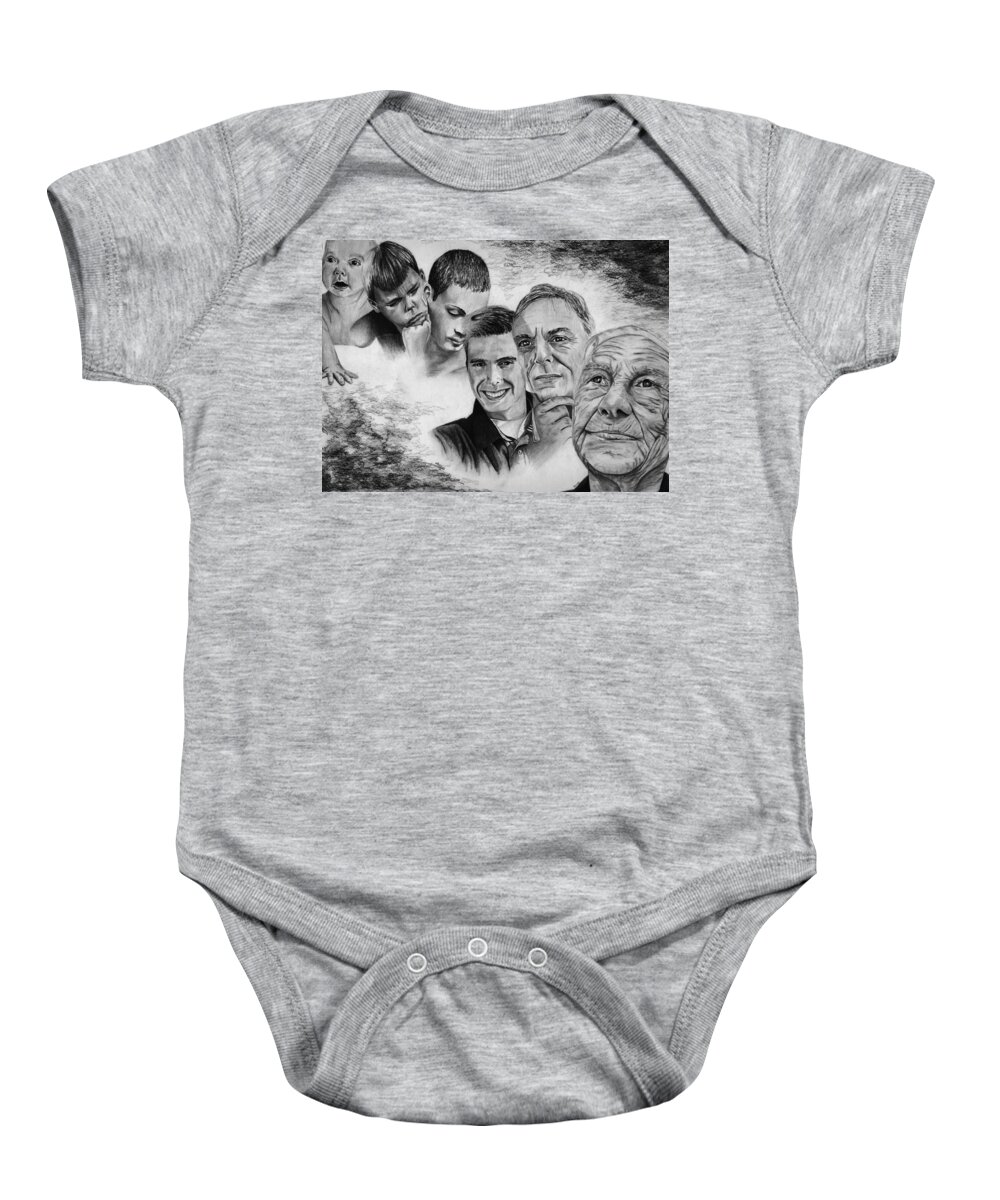 Aging Baby Onesie featuring the drawing A Look Through Time by Vic Ritchey