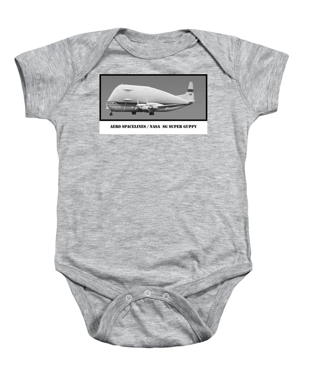 Nasa Baby Onesie featuring the photograph Aero Spacelines Super Guppy BW by Tim Mulina
