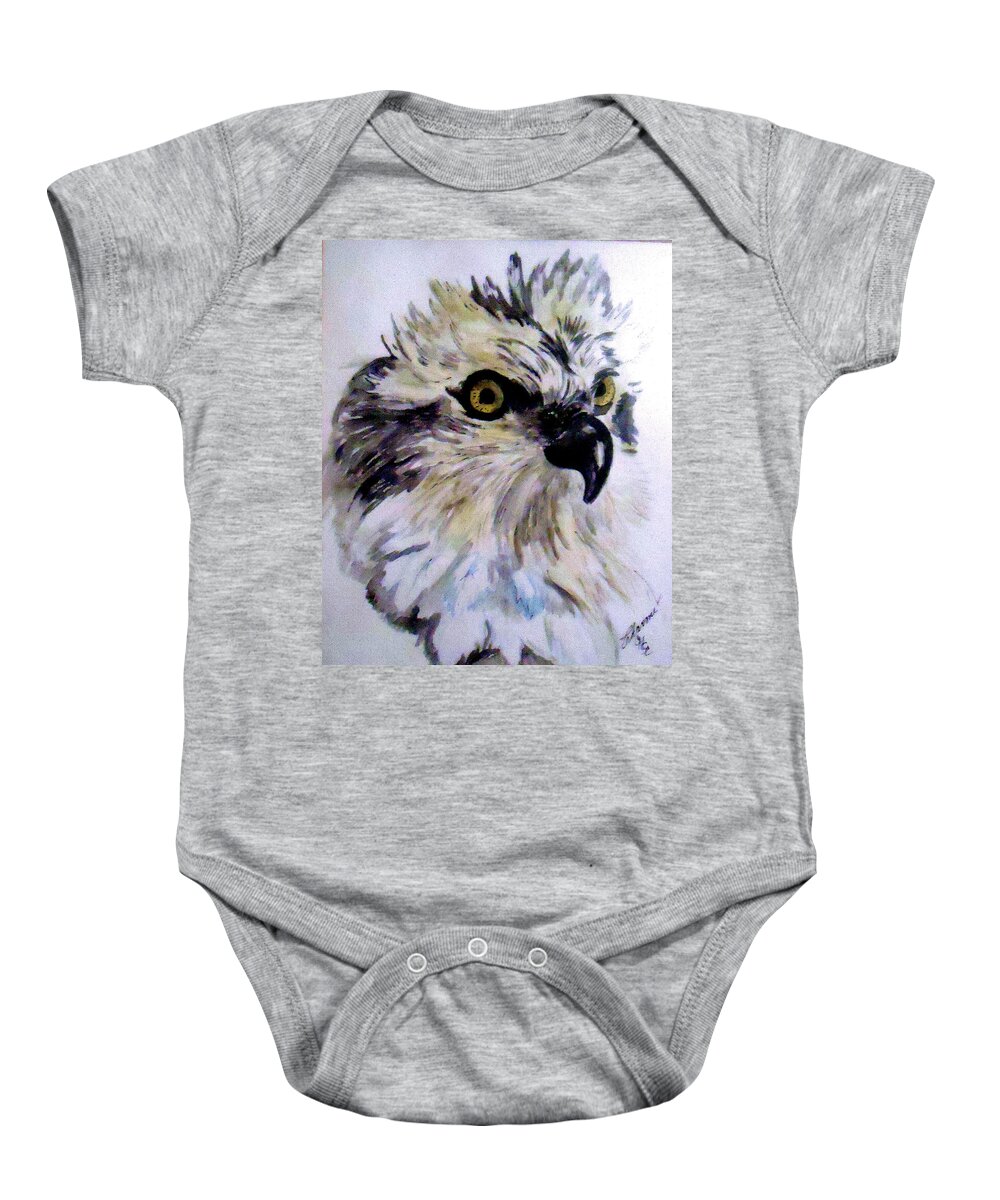 A Bald Eagle I Drew In Pen And Ink With A Little Watercolor To Give It Some Color Baby Onesie featuring the mixed media Bald Eagle by Charme Curtin