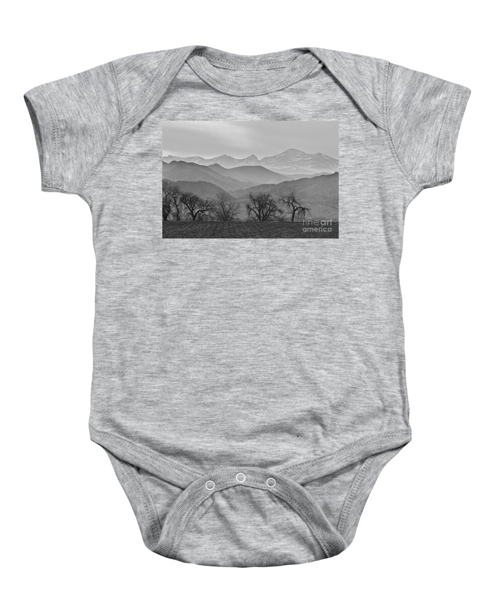 Boulder Baby Onesie featuring the photograph Boulder County Layers BW by James BO Insogna