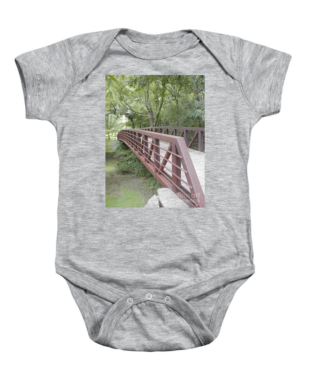 Bridge Baby Onesie featuring the photograph Bridge to Beyond by Vonda Lawson-Rosa