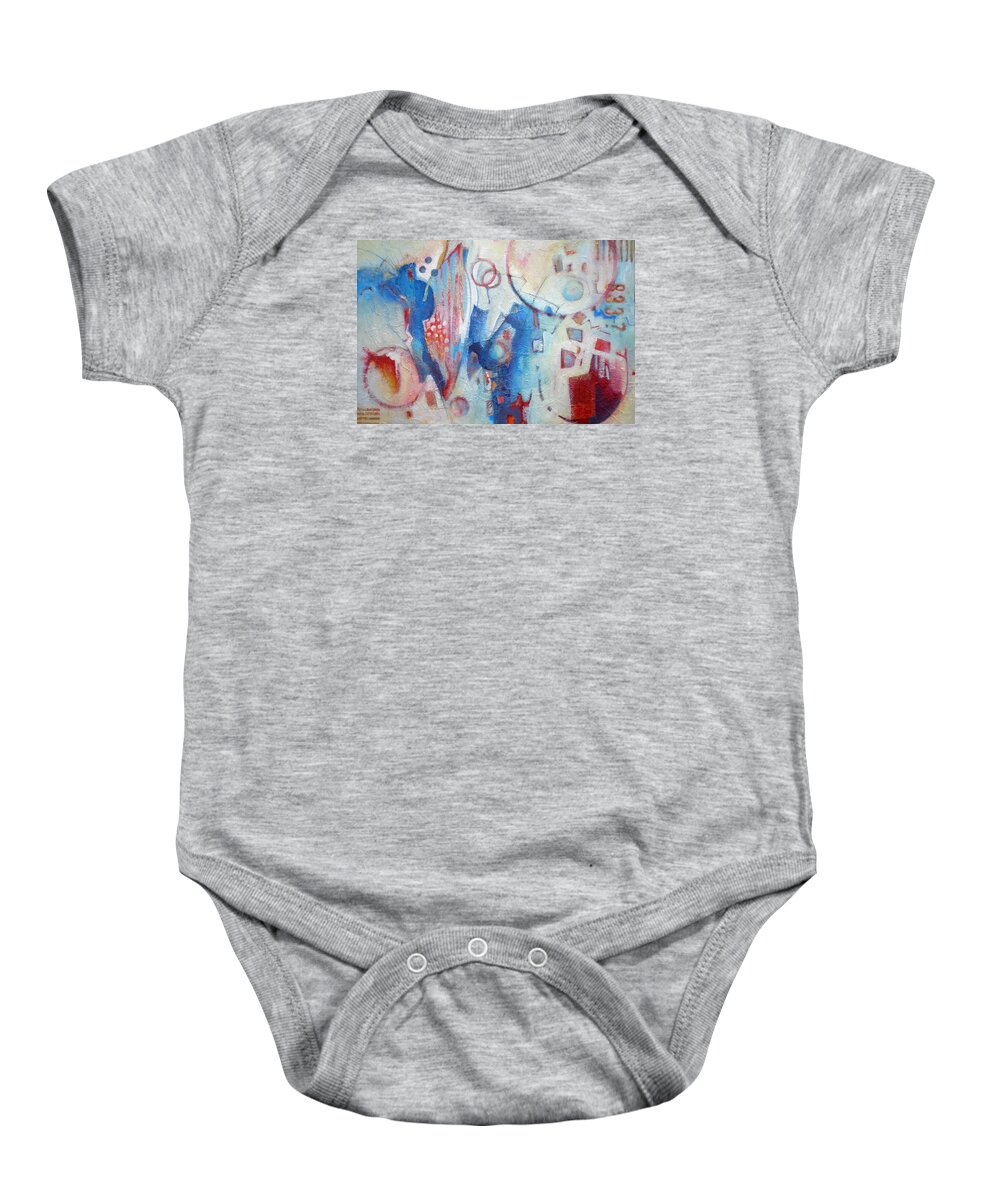 Abstract Baby Onesie featuring the painting Bubbling Up - Abstract in Blues by Susanne Clark