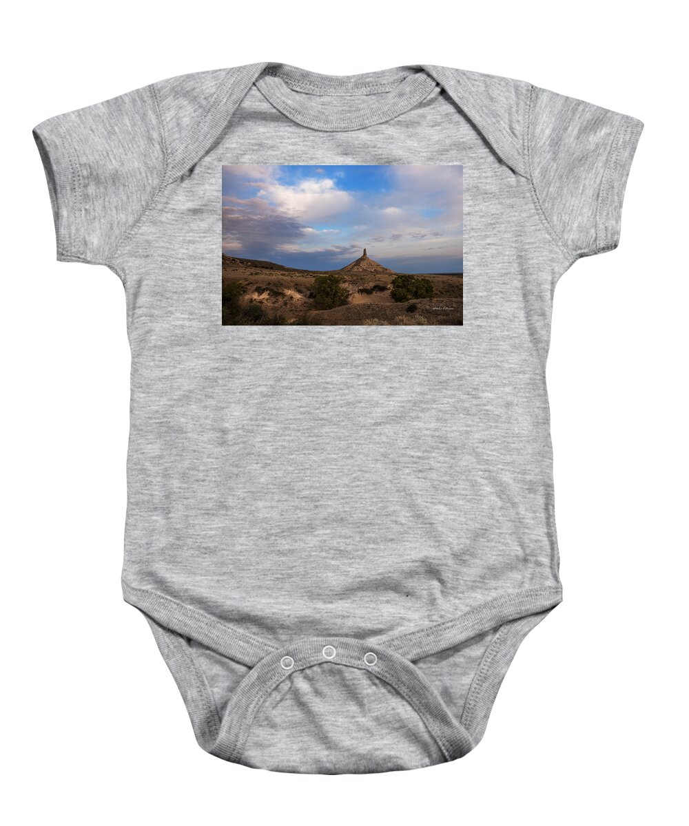 Western Nebraska Baby Onesie featuring the photograph Chimney Rock On The Oregon Trail by Ed Peterson