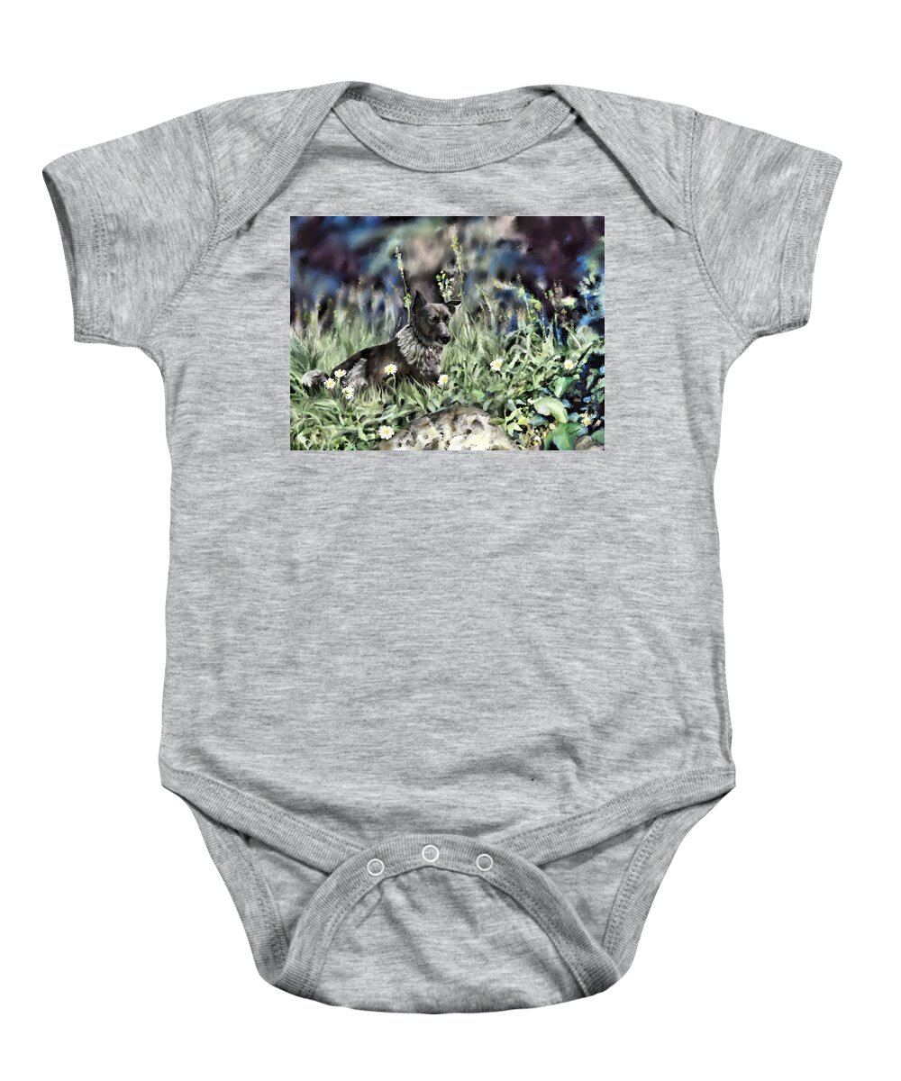 Pet Portraits Baby Onesie featuring the painting Dog Painting by Susan Kinney