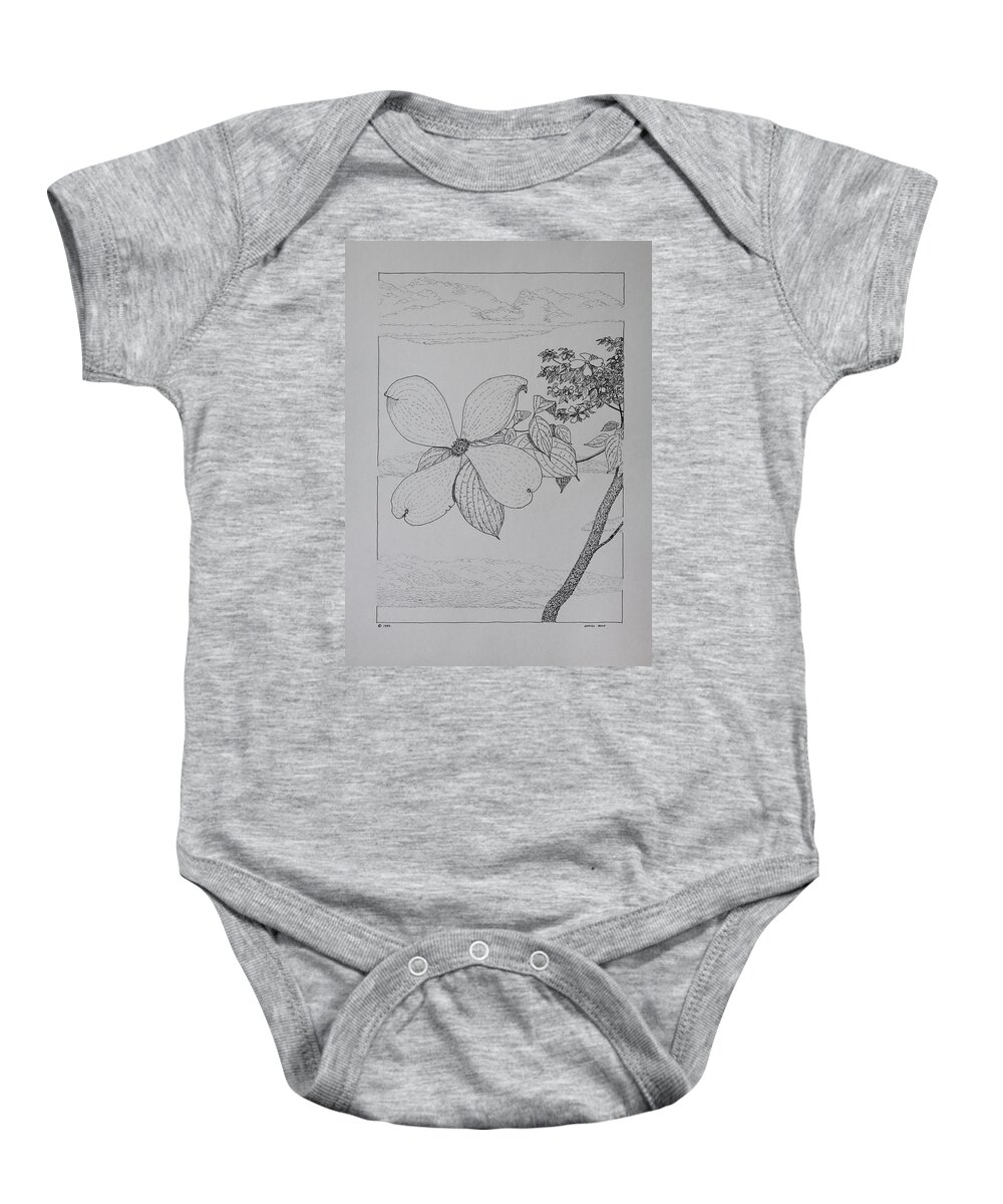 Dogwood Baby Onesie featuring the drawing Dogwood by Daniel Reed