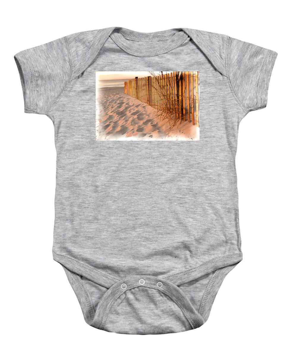 Alone Baby Onesie featuring the photograph Dune Fence by Kyle Lee