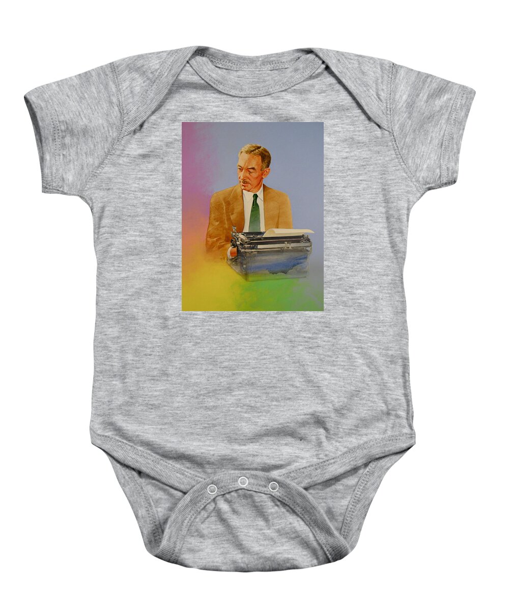 Acrylic Painting Baby Onesie featuring the painting E B White by Cliff Spohn