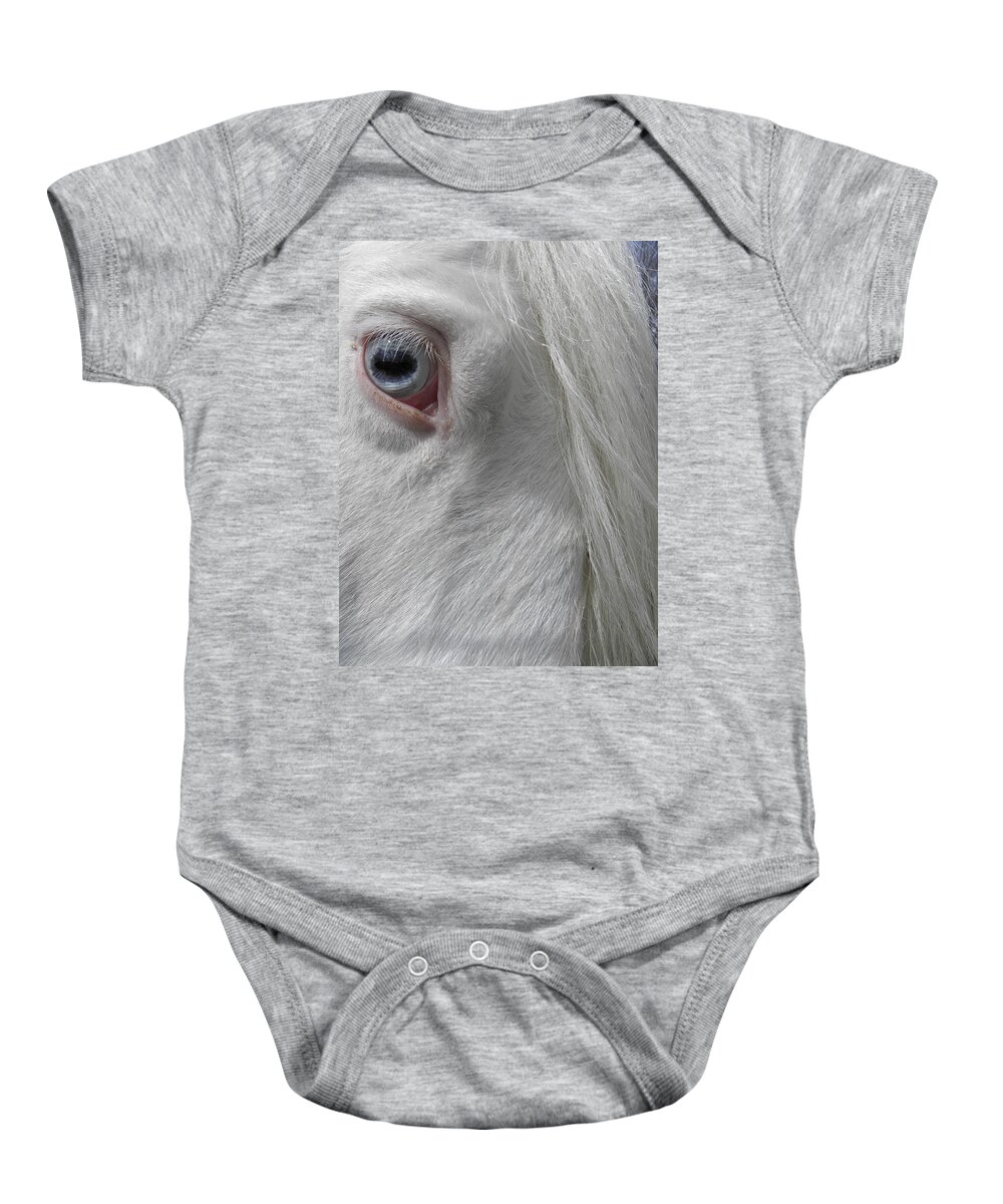 Gypsy Vanner Horse Baby Onesie featuring the photograph eye so blue and I see you by Kim Galluzzo