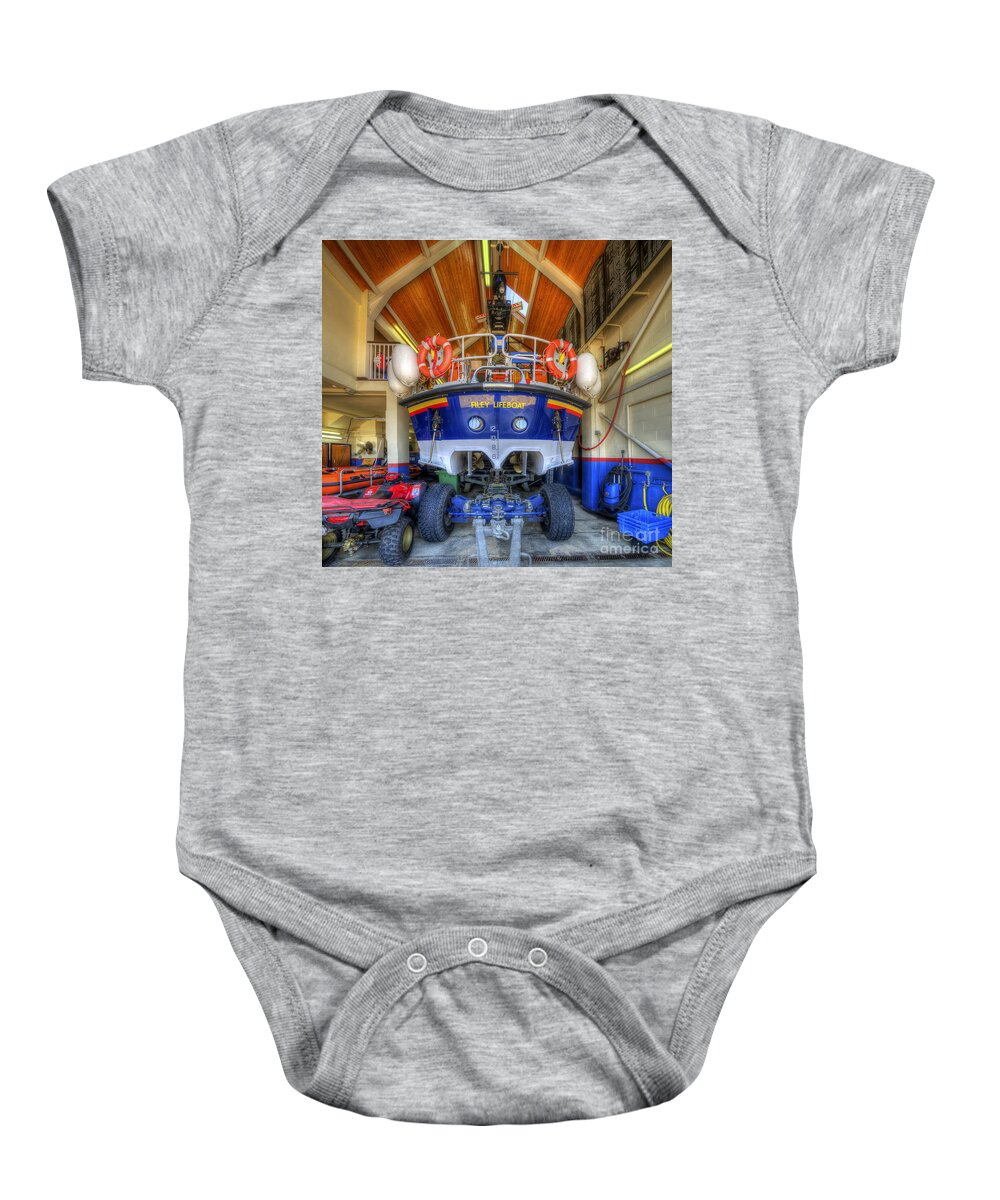 Yhun Suarez Baby Onesie featuring the photograph Filey Lifeboat by Yhun Suarez