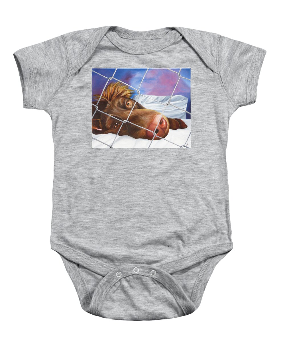 Pets Baby Onesie featuring the painting Help Release Me V by Vic Ritchey