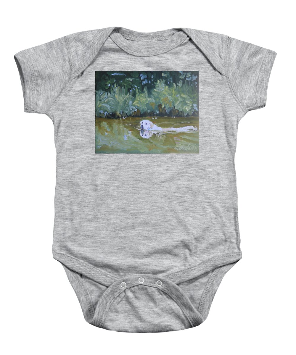 Water Baby Onesie featuring the painting Lazy Day Swim by Sheila Wedegis
