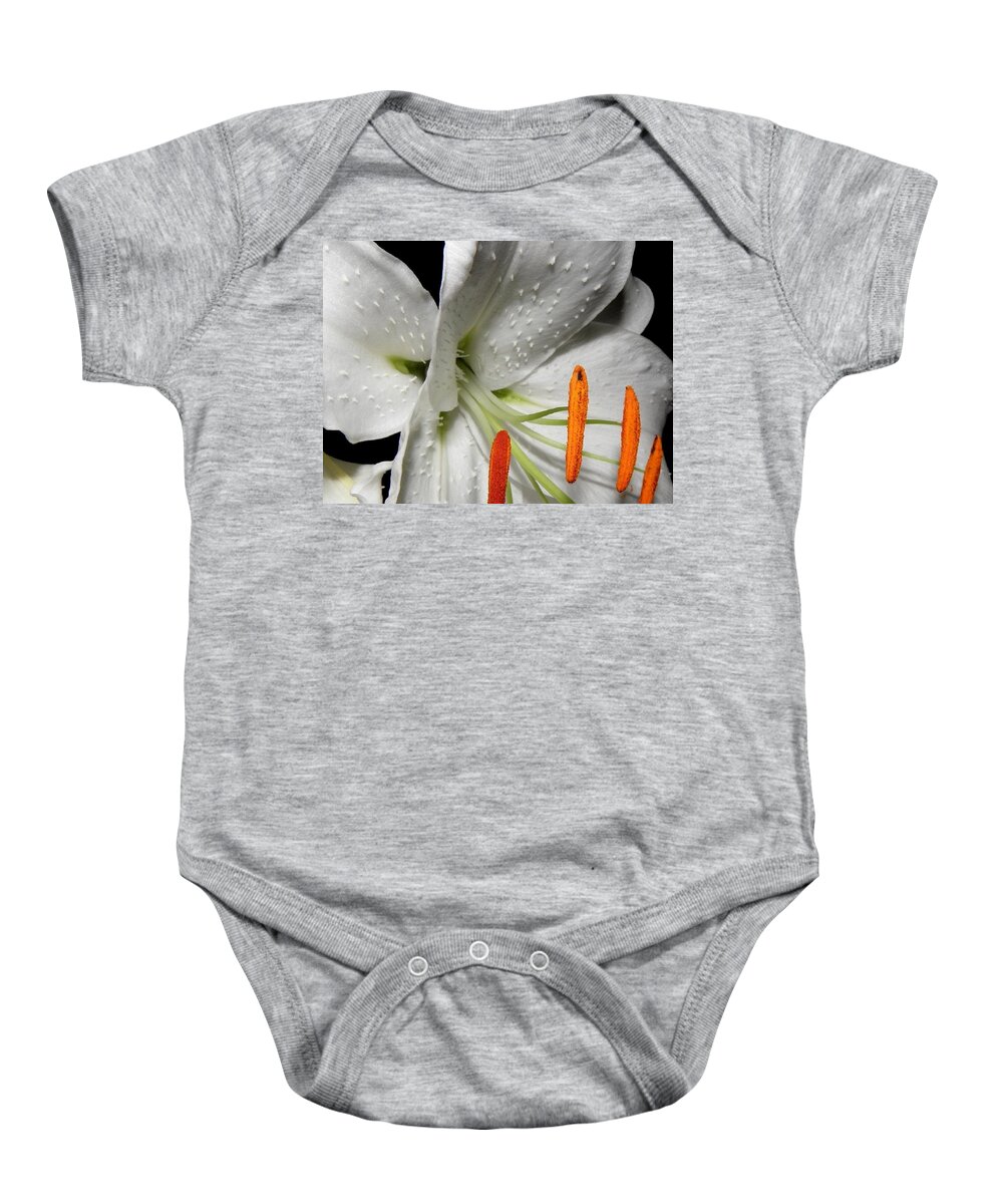 Lily Baby Onesie featuring the photograph Lily stems and detail by Kim Galluzzo