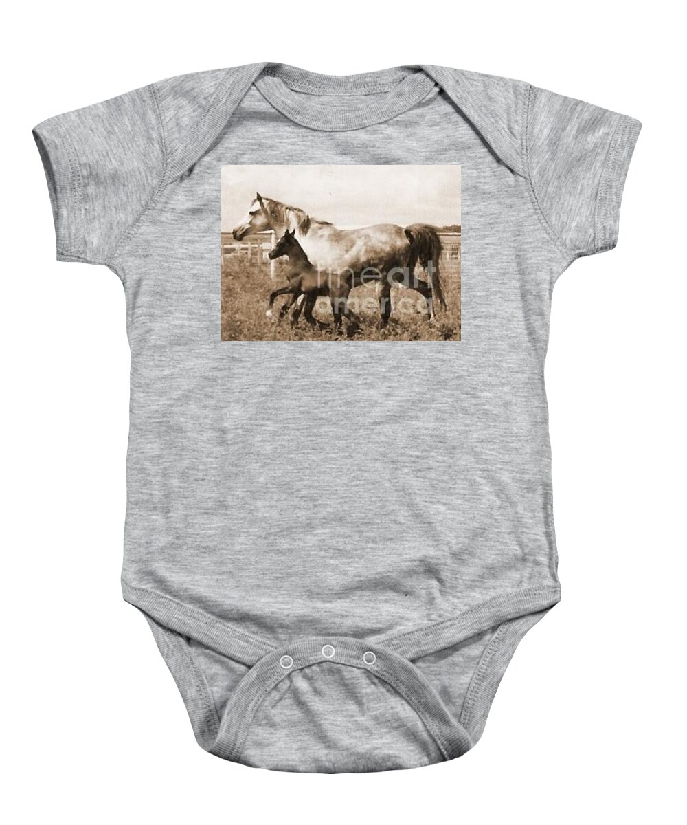 Mare Baby Onesie featuring the photograph Mare and Foal by Vonda Lawson-Rosa
