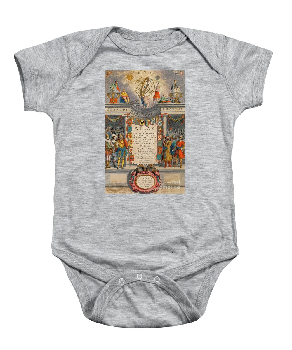 Art Baby Onesie featuring the photograph Mercators Atlas 1633 by Photo Researchers