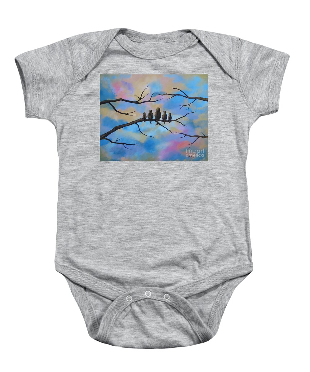 Birds Baby Onesie featuring the painting Motherhood by Stacey Zimmerman