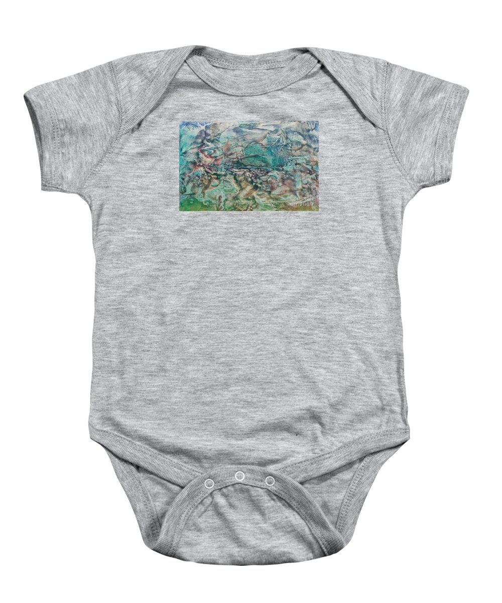 Encaustic Baby Onesie featuring the painting Movement in the stillness by Heather Hennick