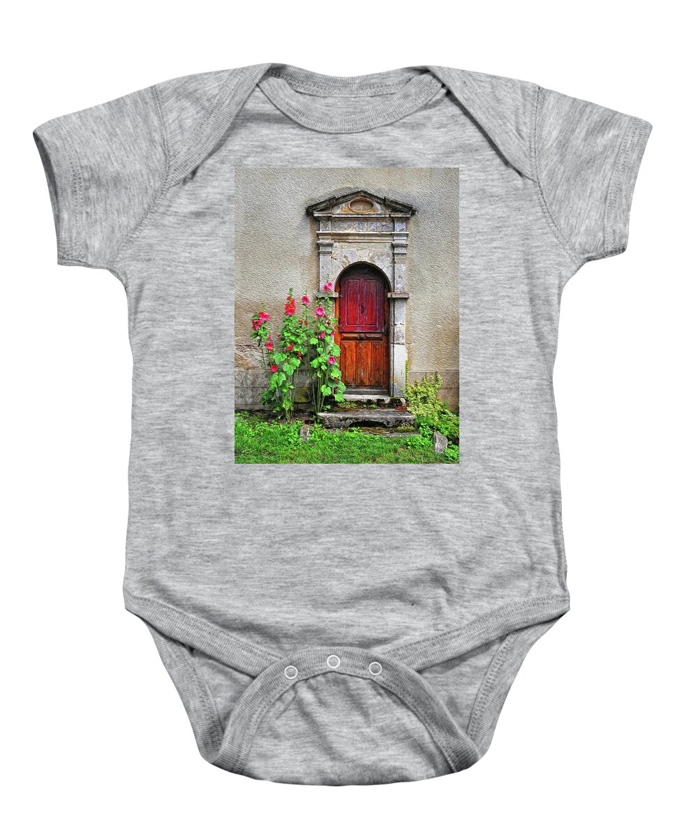 Old Door Baby Onesie featuring the photograph Old Doorway Provence France by Dave Mills