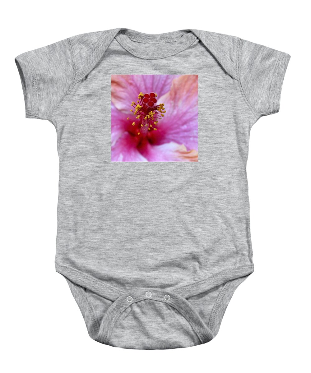 Inflorescence Baby Onesie featuring the photograph Pink Inflorescence Hibiscus Floret by Karon Melillo DeVega