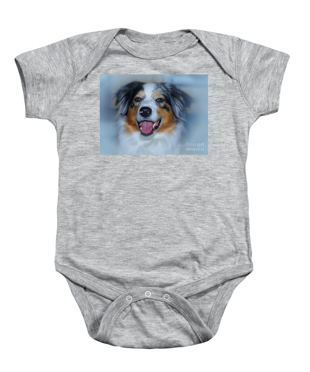 Photo Baby Onesie featuring the photograph Portrait of a Dog Lady by Jutta Maria Pusl
