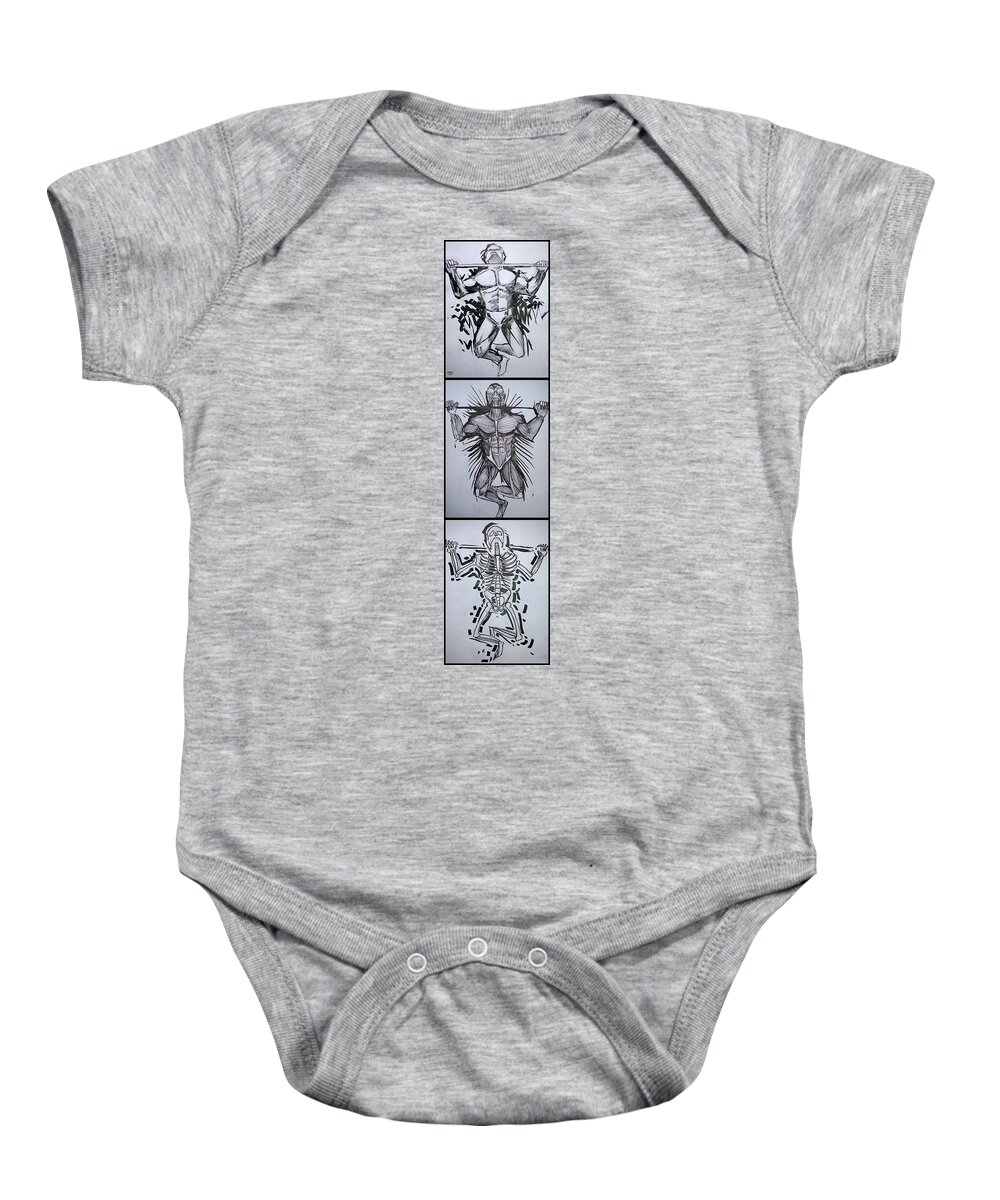  Baby Onesie featuring the drawing Pull Up Your Health by John Gholson