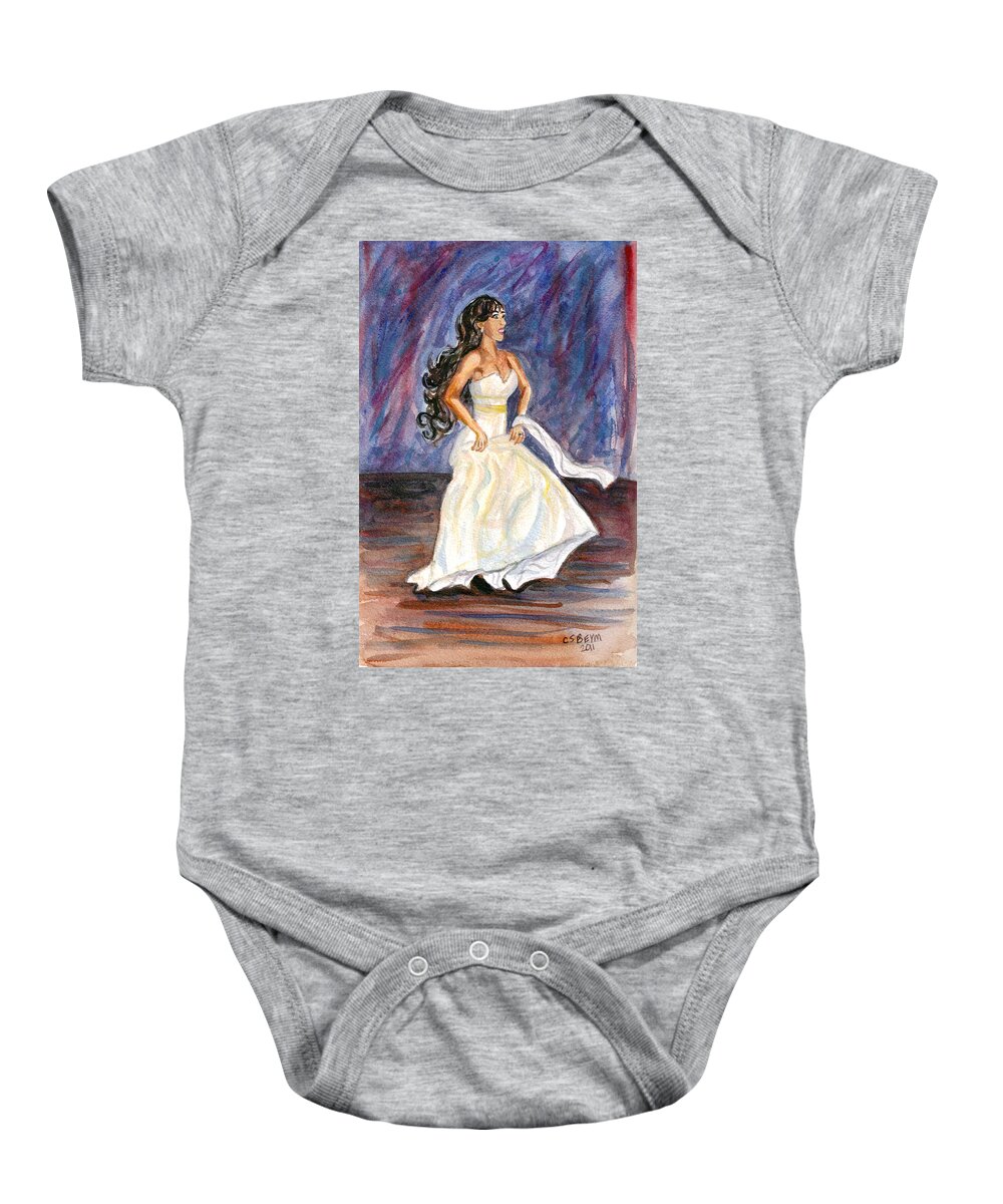 Dancing Bride Baby Onesie featuring the painting Rachel by Clara Sue Beym
