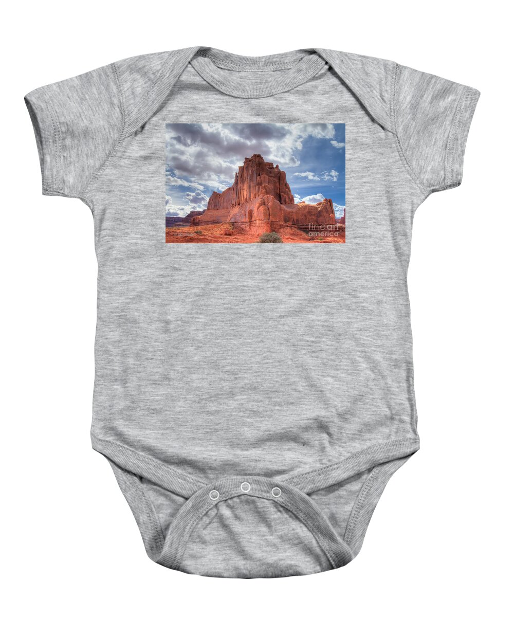 Arches National Park Baby Onesie featuring the photograph Reaching the Sky by Sue Karski