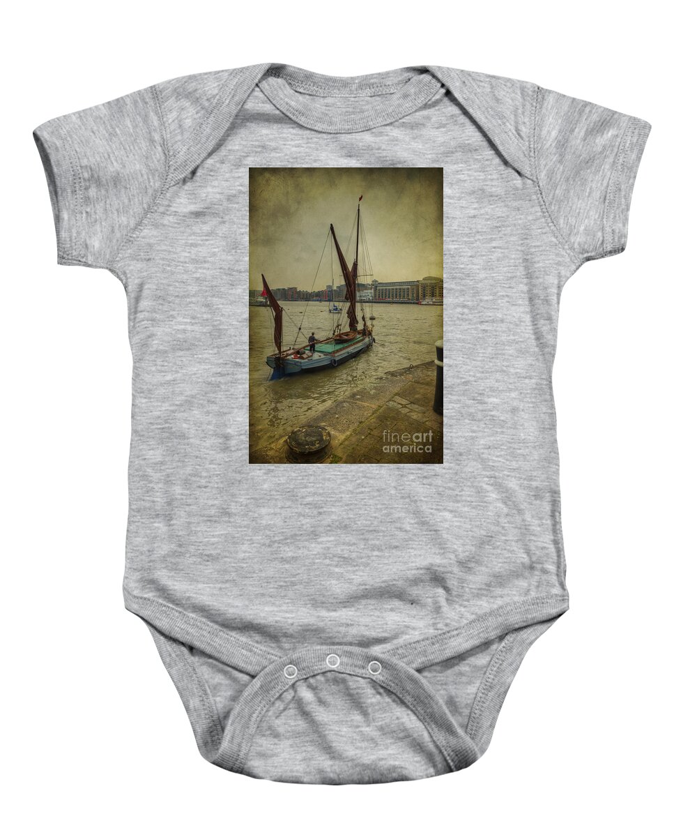 Thames Barge Baby Onesie featuring the photograph Sailing away... by Clare Bambers