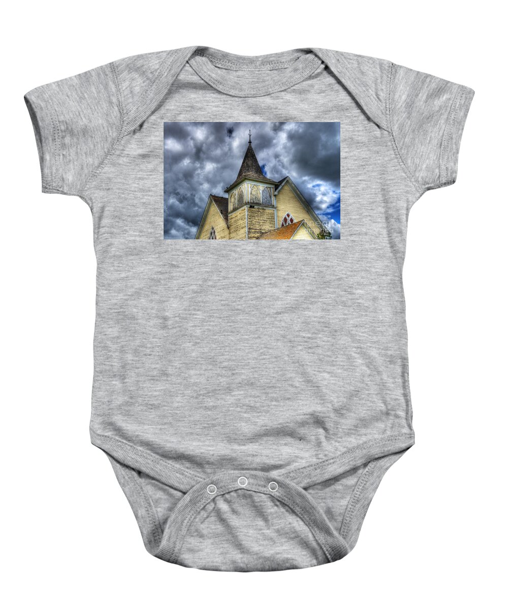 Church Baby Onesie featuring the photograph Stormy Times by Bob Christopher