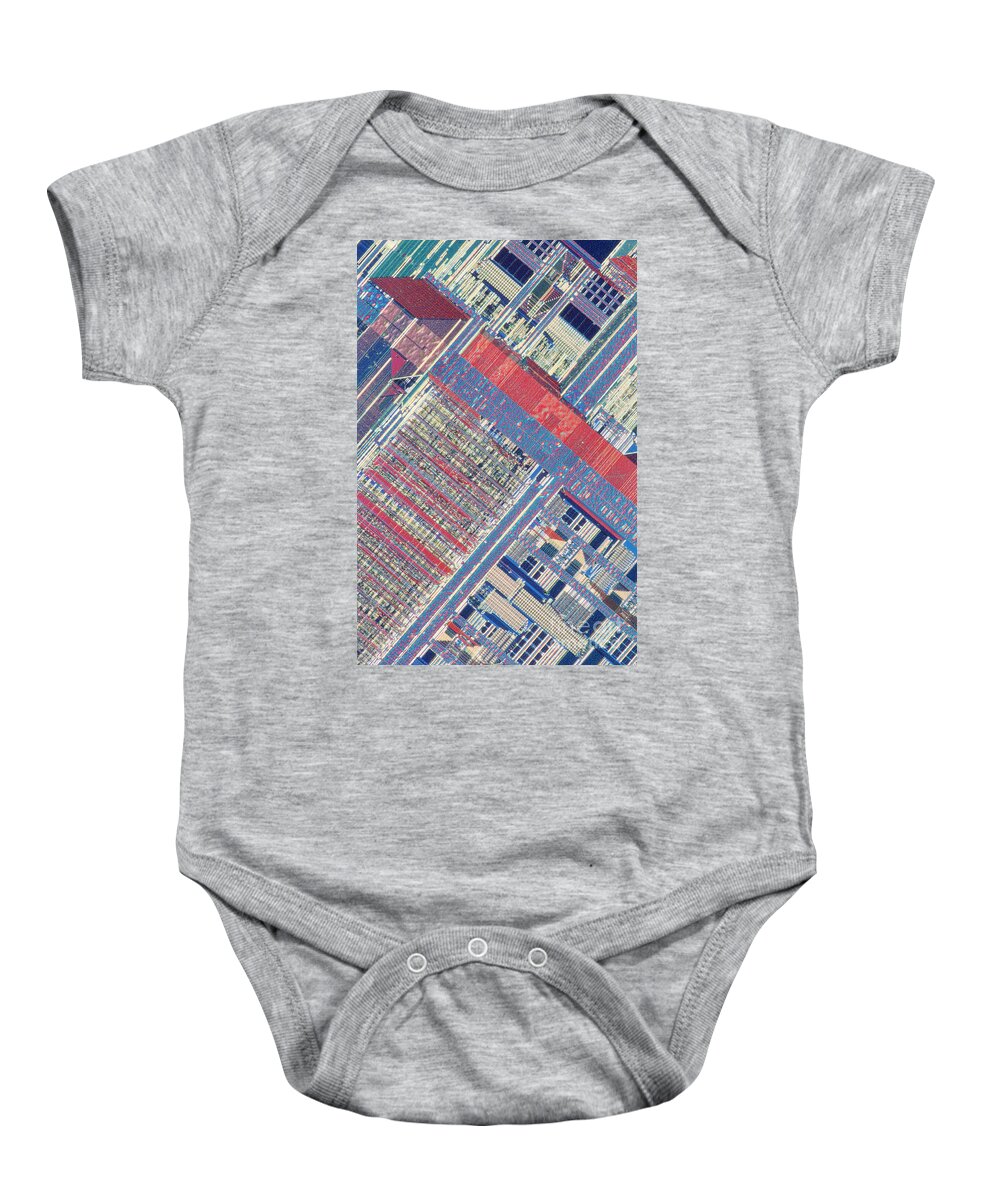 Microprocessor Baby Onesie featuring the photograph Surface Of Integrated Chip by Michael W. Davidson