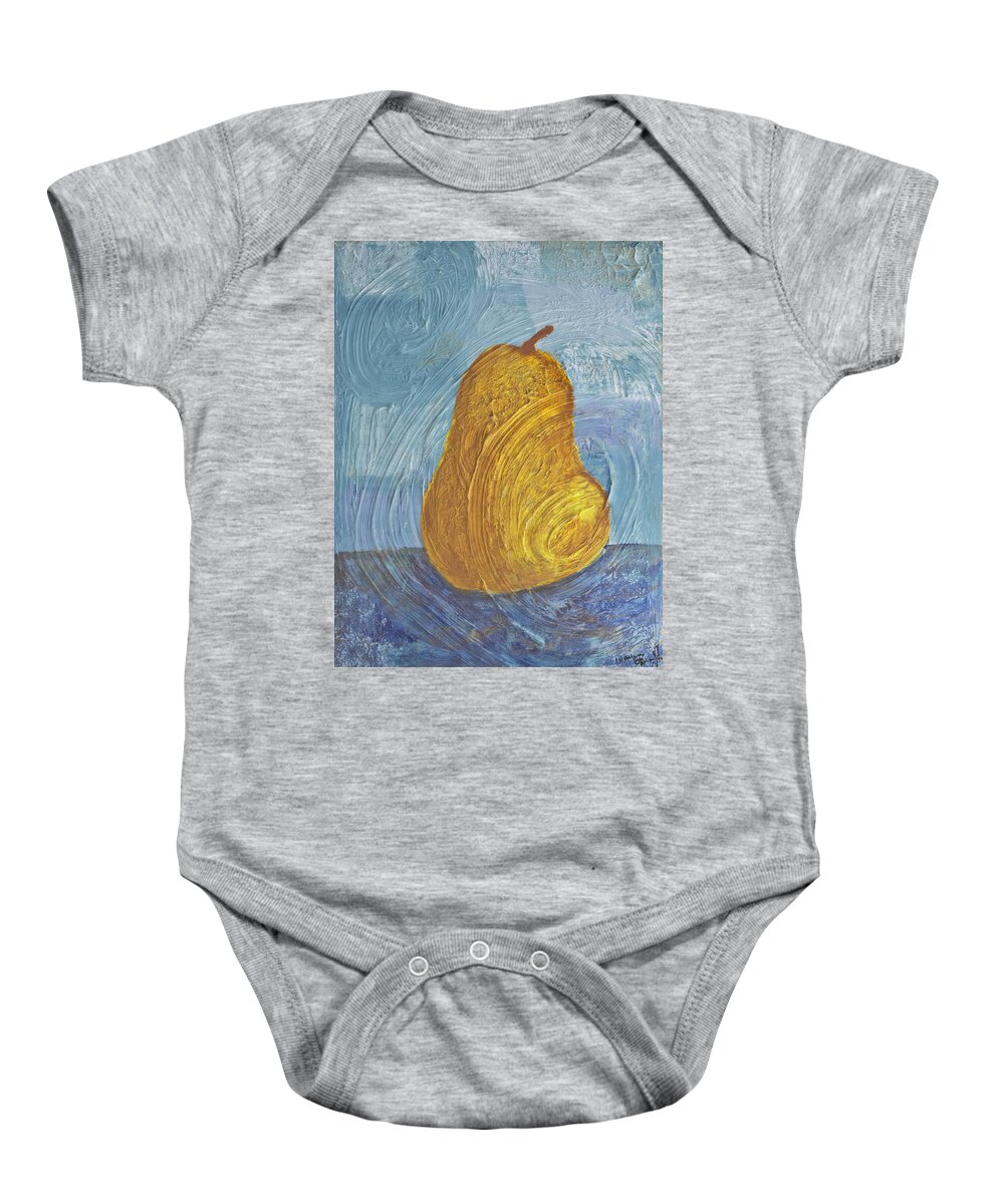 Pear Baby Onesie featuring the painting Swirling Pear by Wayne Potrafka