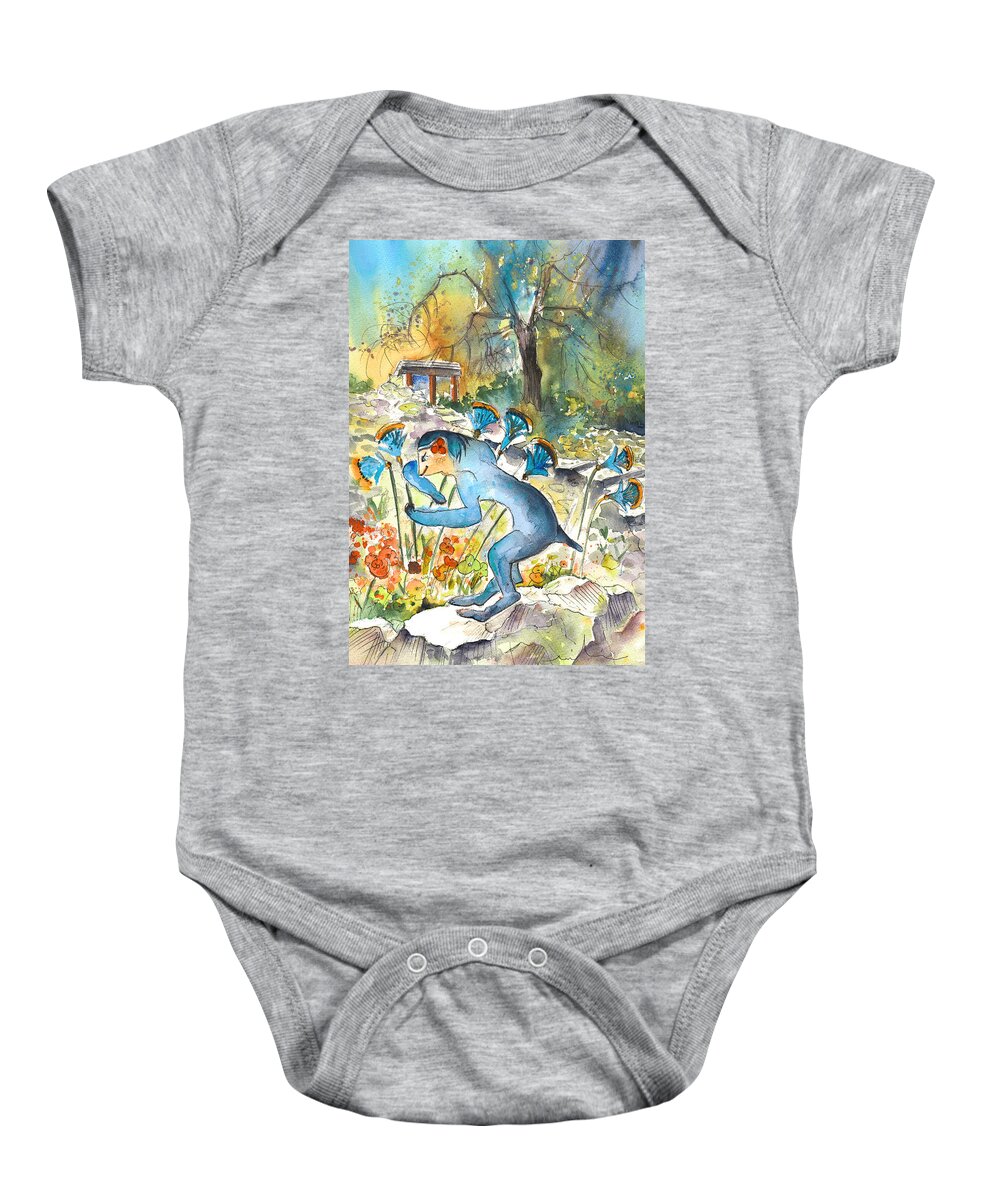 Travel Art Baby Onesie featuring the painting The Minotaur in Knossos by Miki De Goodaboom