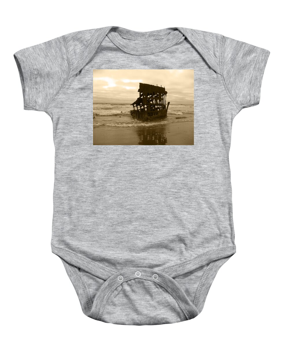 Ship Baby Onesie featuring the photograph The Remains Of A Ship by Kym Backland