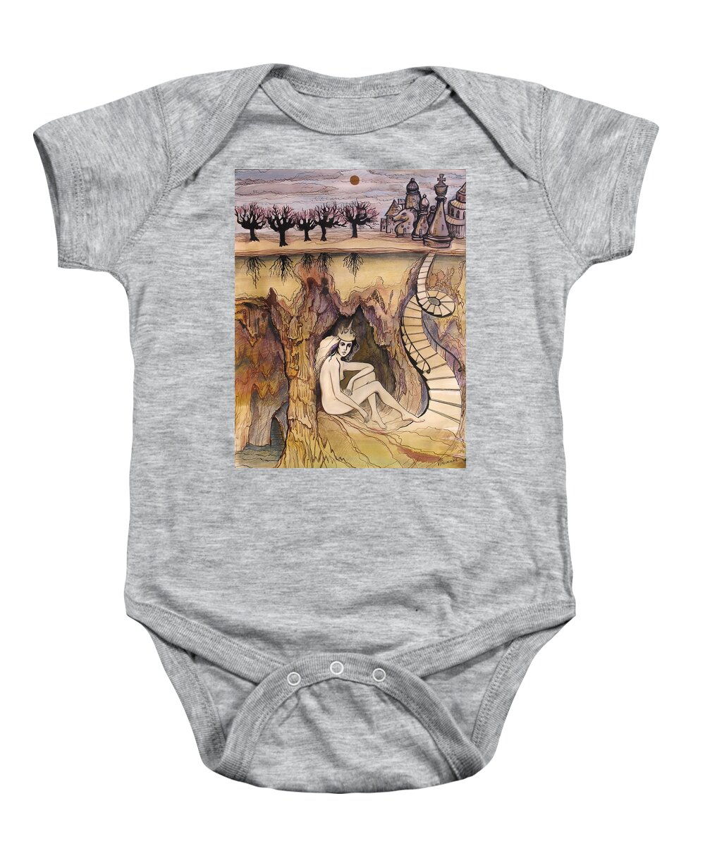 Woman Baby Onesie featuring the painting Under the surface by Valentina Plishchina